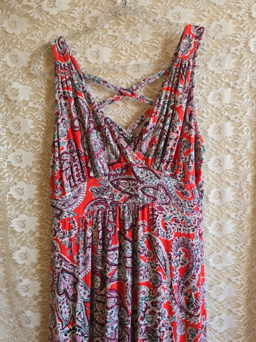 Boho - Loveappella - Red Floral maxi dress - strappy maxi dress - Picture 2 of 6